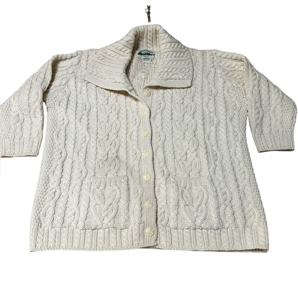 Aran Crafts Ireland Women’s Cable Knit Cardigan Merino Wool XXL NWOT